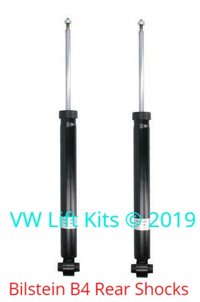 These twin tube Bilstein B4 rear shocks provide a firmer ride and are longer to work with the additional lift.